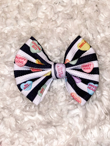 Conversation Hearts Stripe Bow